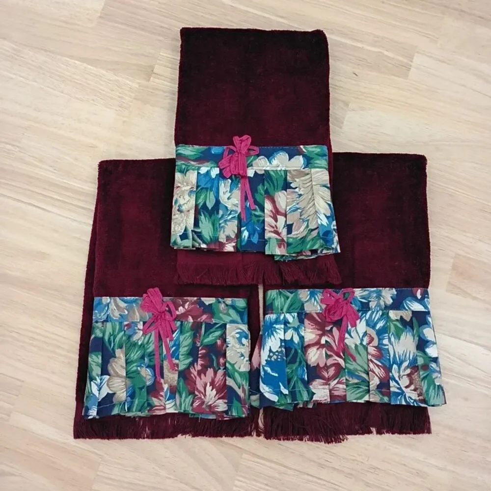 NEW Beautiful 100% Cotton 3 Piece Hand Towel Set Colorful Country Decor